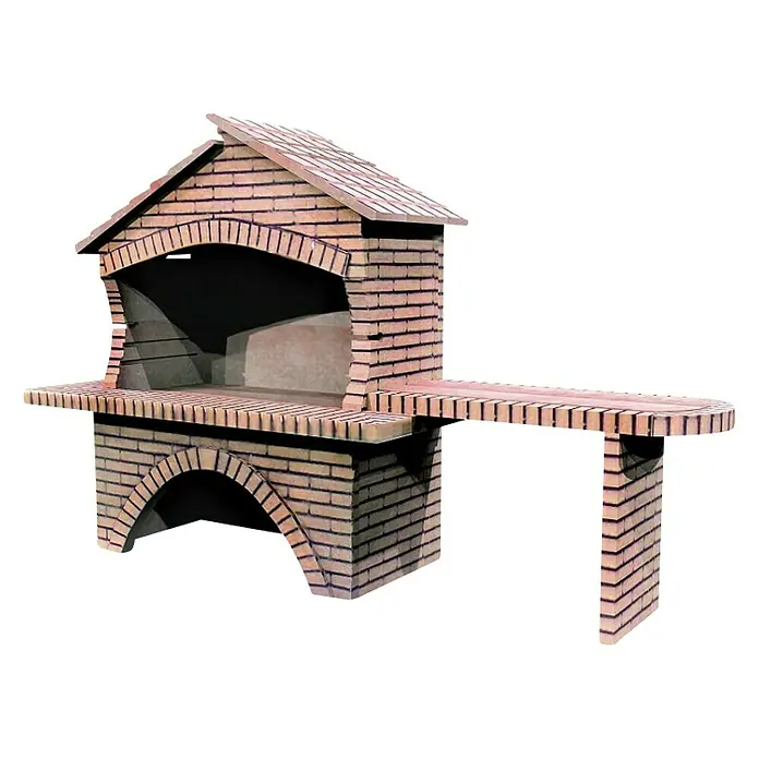 Kamin za roštiljanje Krović, s patinom - Dimenzija ložišta: 144 x 70 cm - Dijagonalni pogled