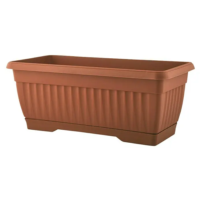 Plastična žardinjera Mediteran - Vanjska dimenzija (D x Š x V): 50 x 19 x 16,5 cm, Plastika, Terakota - Dijagonalni pogled