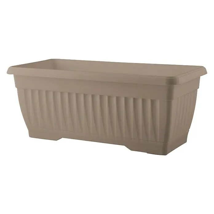 Plastična žardinjera Mediteran - Vanjska dimenzija (D x Š x V): 40 x 19 x 16,5 cm, Plastika, Bež boje - Dijagonalni pogled