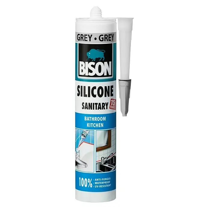 Bison Sanitarni silikon - Sive boje, 280 ml - Pogled sprijeda