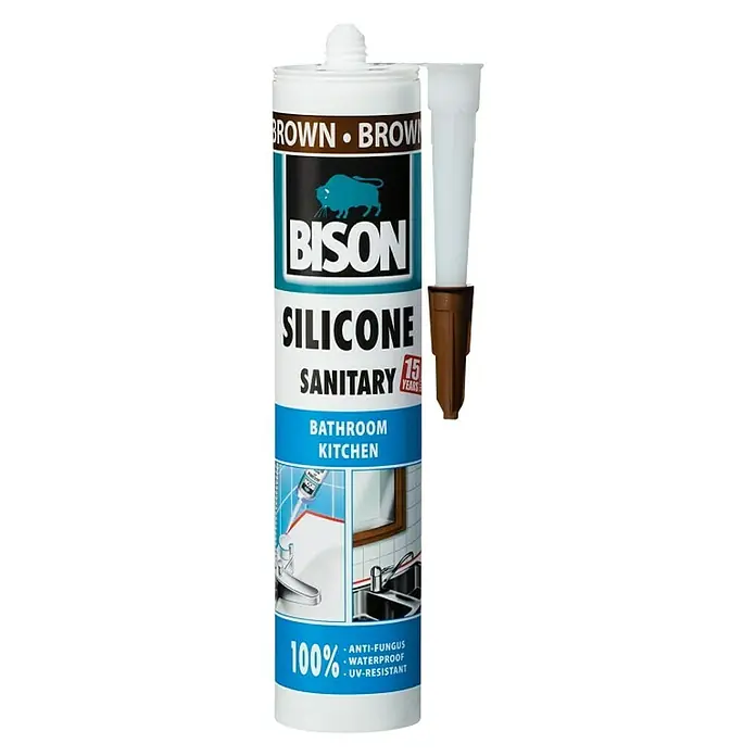 Bison Sanitarni silikon - Smeđe boje, 280 ml - Pogled sprijeda