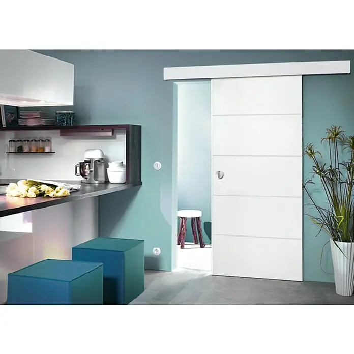 Doornite Drvena klizna vrata Quatro - Š x V: 850 x 2.000 mm, Bijele boje - Živopisni prikaz
