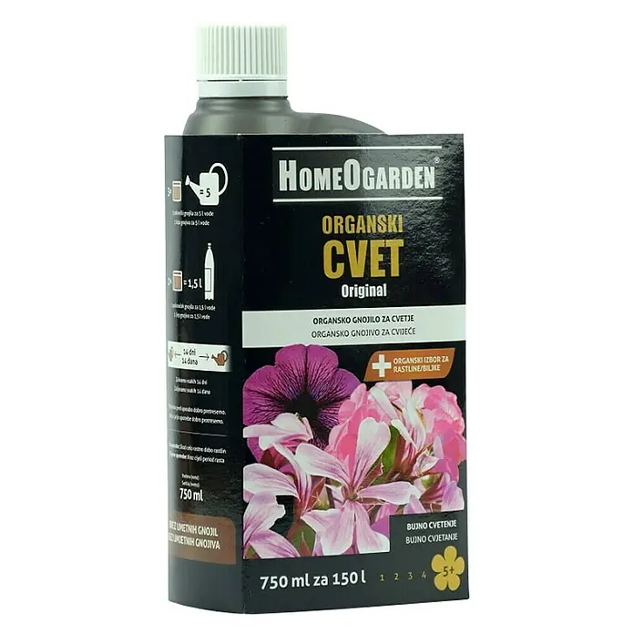 HomeOgarden Univerzalno tekuće gnojivo Organski cvijet - 750 ml - Dijagonalni pogled