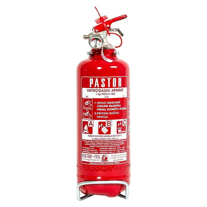 Pastor Vatrogasni aparat P1A - 1 kg, Prah - Pogled sprijeda