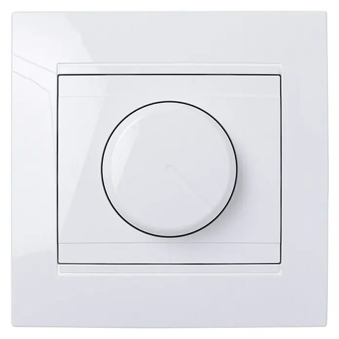 Elektro Material Regulator rasvjete Gea - Bijele boje, Maksimalna priključna snaga: 400 W, IP20 - Pogled sprijeda