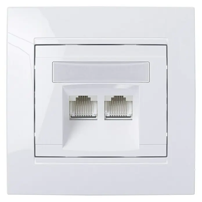Elektro Material Dvostruka mrežna utičnica Gea - Bijele boje, RJ45 - Pogled sprijeda