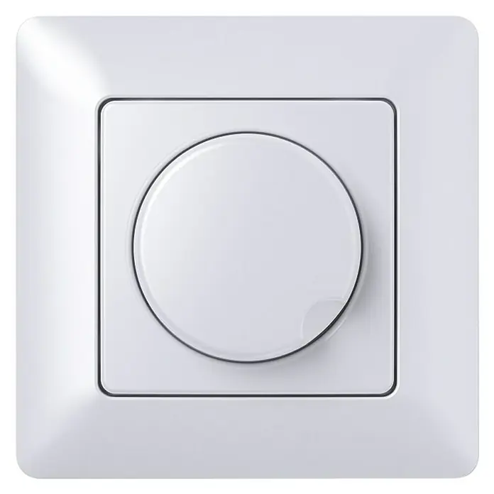Elektro Material Regulator rasvjete Mikro - Bijele boje, Maksimalna priključna snaga: 400 W, IP20 - Pogled sprijeda