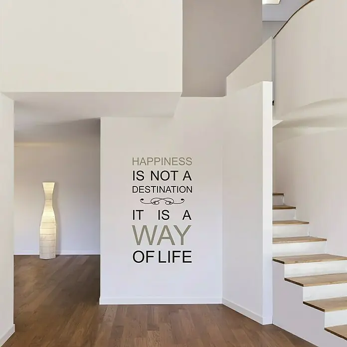 Vinilo de pared Happiness is a way - Gris/Negro, 47 x 70 cm, 1 pieza - Foto ambiente