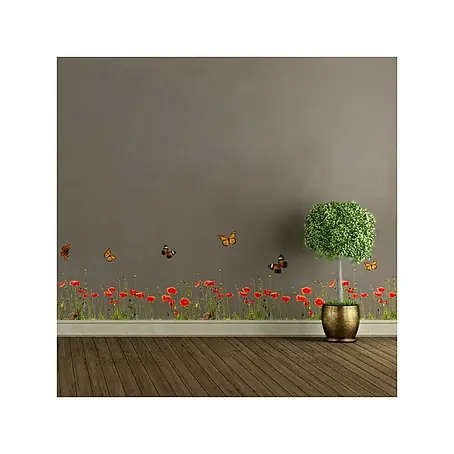 Dekorativna naljepnica Poppies & Butterflies