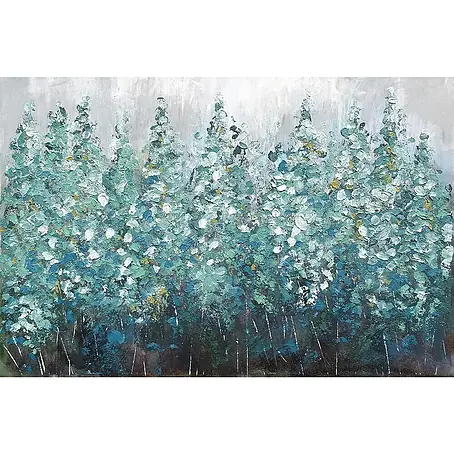 Cuadro pintado a mano Dipinto Bosque azul