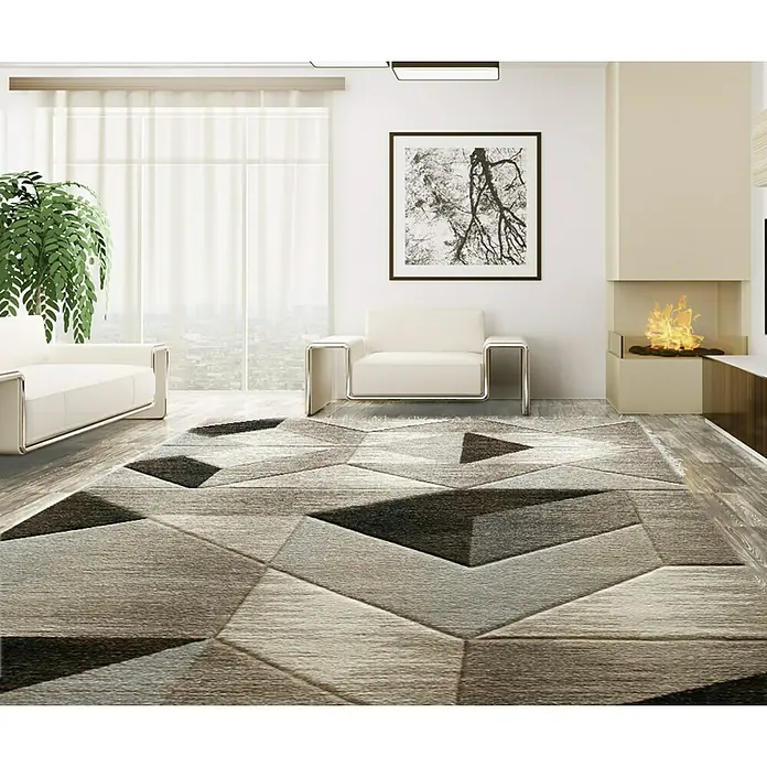 Alfombra Daisy - Negro/beige, 230 x 160 cm - Foto ambiente