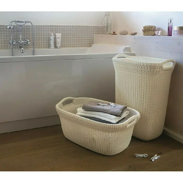 Curver Knit Košara za rublje Knit - 40 l, Bijele boje, Pravokutno, Smola - Živopisni prikaz