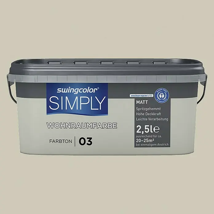 swingcolor Unutarnja disperzijska boja Simply - Sive boje, 2,5 l - Pogled sprijeda