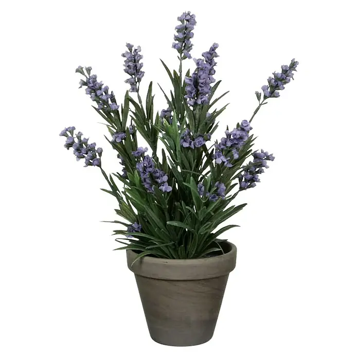 Umjetna biljka Lavanda - Visina: 33 cm, Plave boje, Plastika - Pogled sprijeda