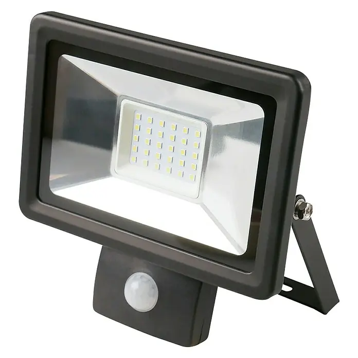 LED senzorski reflektor - 30 W, Crne boje, IP44 - Dijagonalni pogled