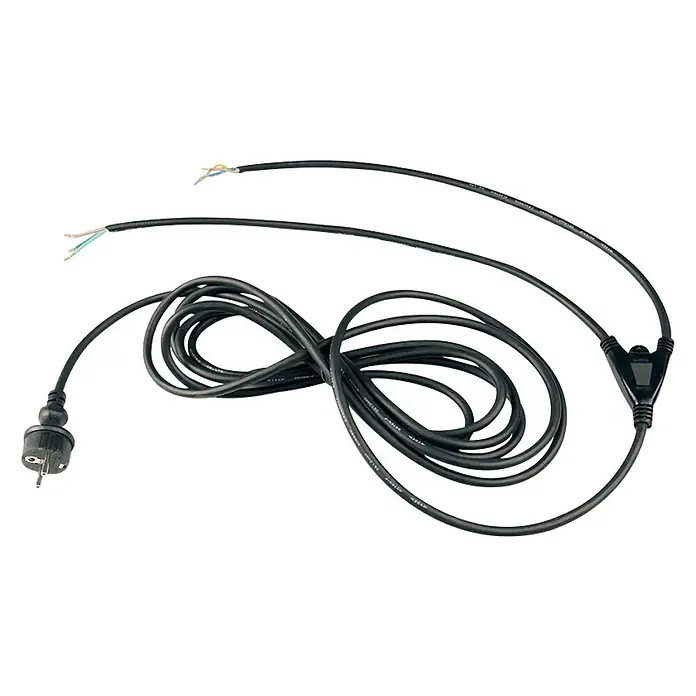 Šuko priključni kabel - 5 m, H05RR-F3G1,0, Crne boje - Dijagonalni pogled