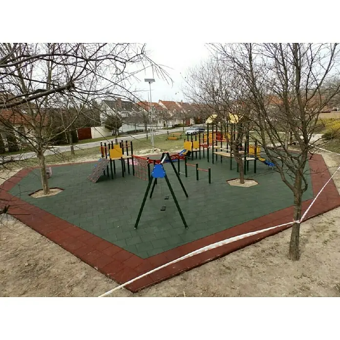 Gum-tech Podloga za zaštitu od pada - Crvene boje, 50 x 50 x 3 cm - Živopisni prikaz