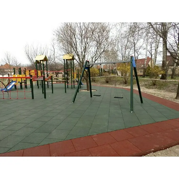 Gum-tech Podloga za zaštitu od pada - Crvene boje, 50 x 50 x 3 cm - Živopisni prikaz
