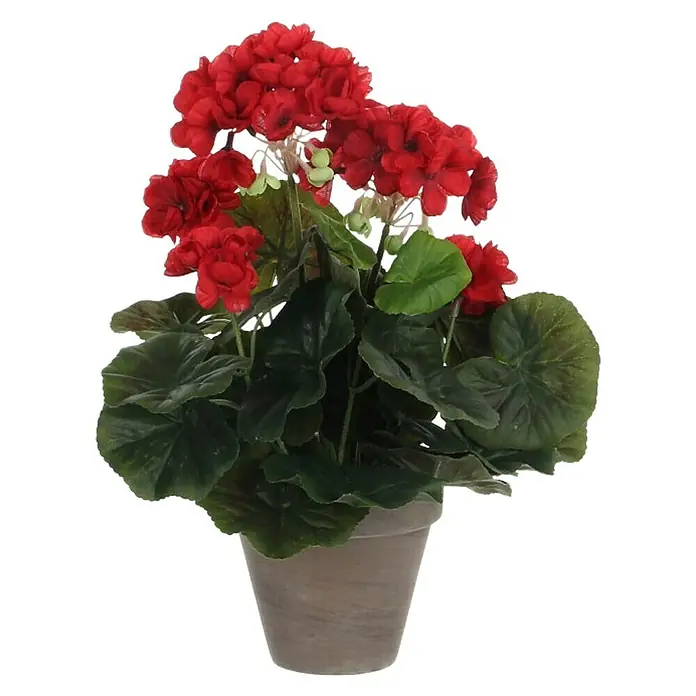 Planta artificial Geranio - Altura: 34 cm, Rojo, Plástico - Vista frontal