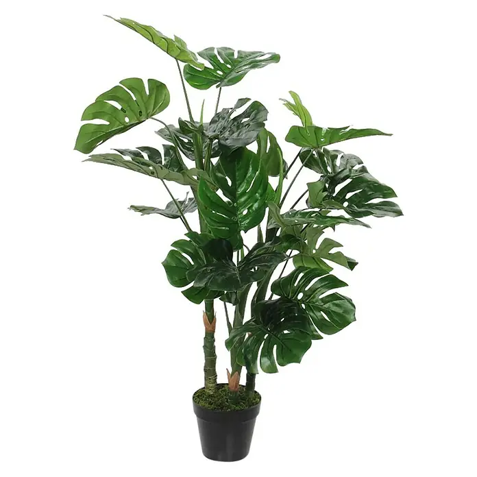 Kunstpflanze Monstera - Höhe: 100 cm, Grün, Kunststoff - Vorderansicht