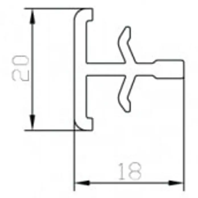 Profil za priključak za prozor - 3.000 x 20 x 18 mm - Skica