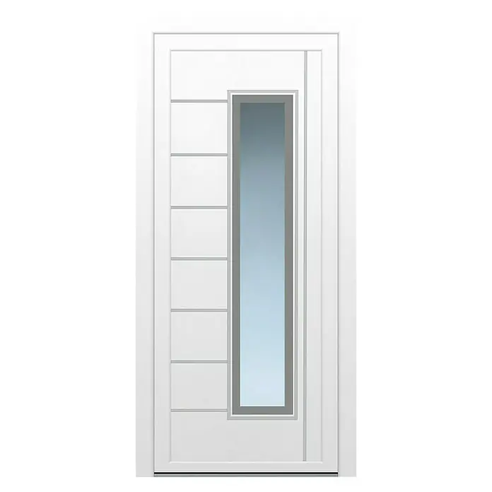 PVC ulazna vrata KT171 Varaždin - D x Š x V: 70 x 1.100 x 2.100 mm, DIN lijevo, Bijele boje - Pogled sprijeda