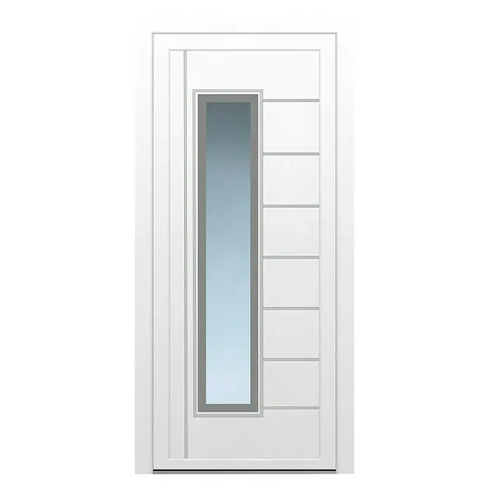 PVC ulazna vrata KT171 Varaždin - D x Š x V: 70 x 1.100 x 2.100 mm, DIN desno, Bijele boje - Pogled sprijeda