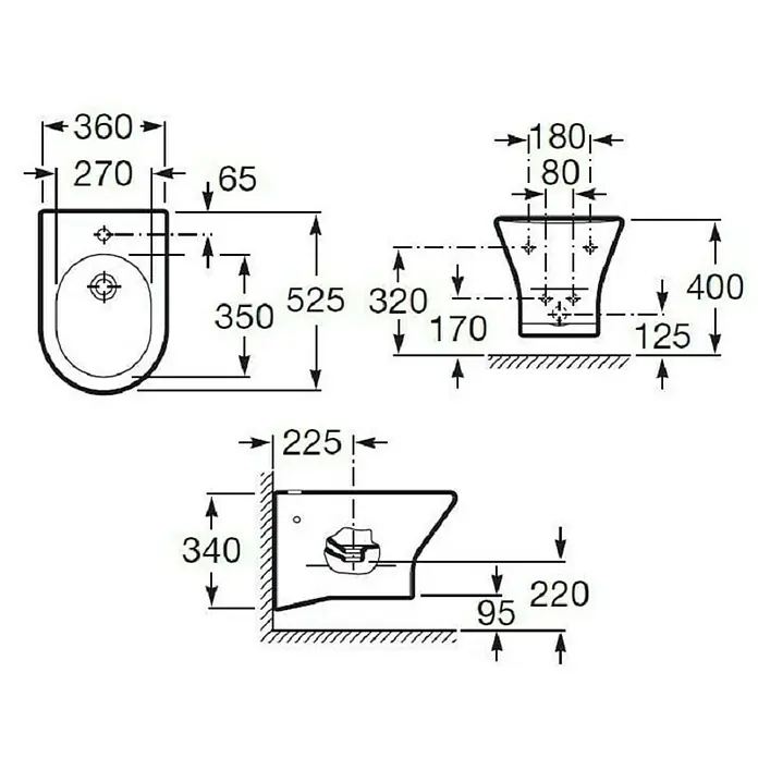 Roca Nexo Zidni bide - D x Š x V: 52,5 x 36 x 40 cm