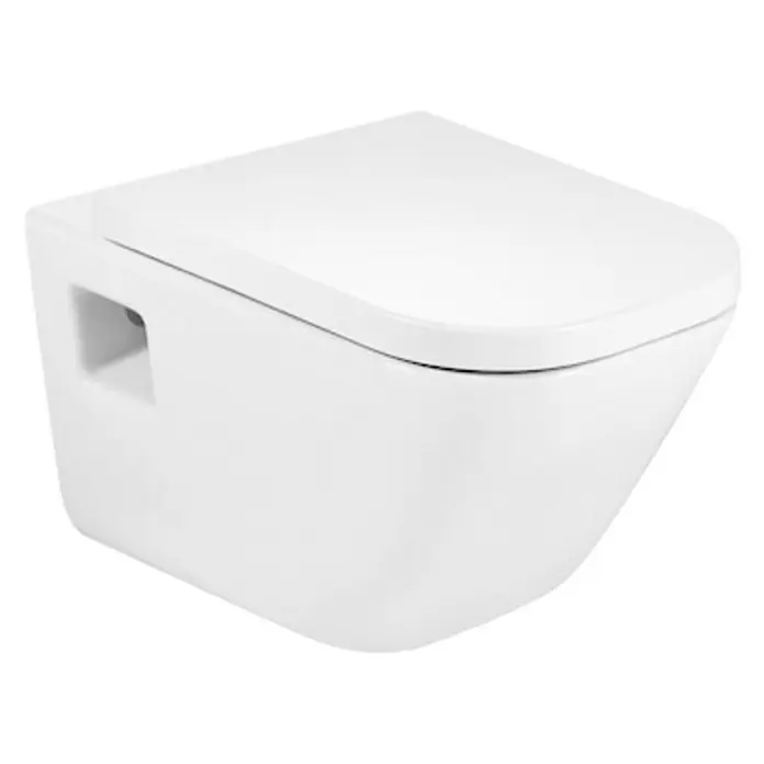 Roca The Gap WC daska - Samospuštajuća, Termoplast, Bijele boje - Dijagonalni pogled