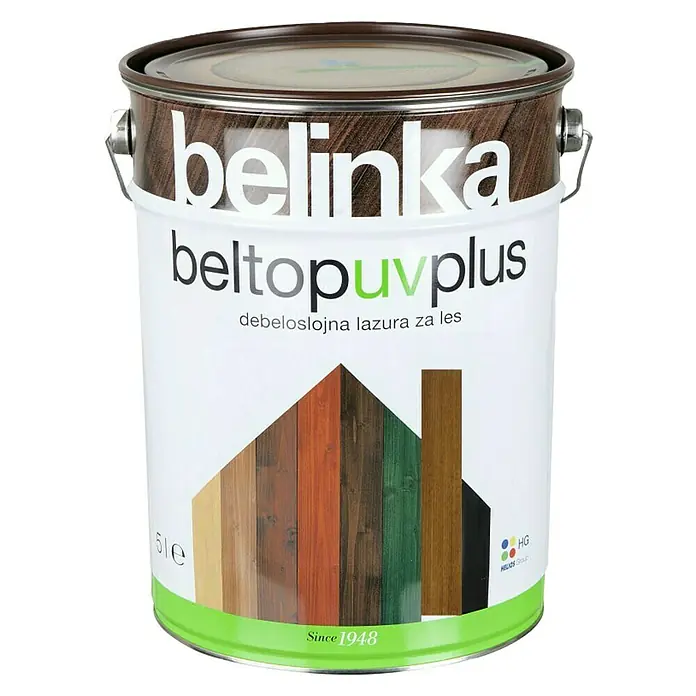Lazura za zaštitu drva Belinka Beltop UV plus - Boja: Orah, 5 l - Pogled sprijeda