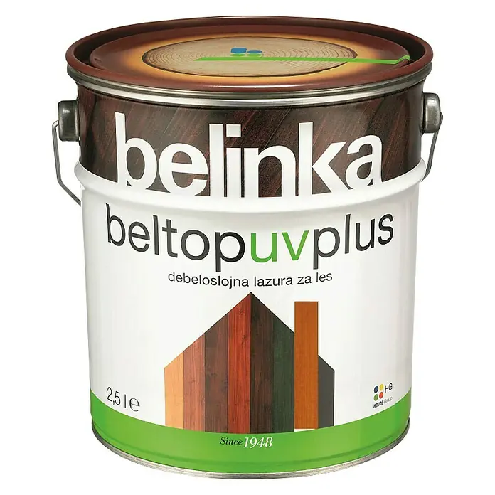 Lazura za zaštitu drva Belinka Beltop UV plus - Boja: Mahagonij, 2,5 l - Pogled sprijeda