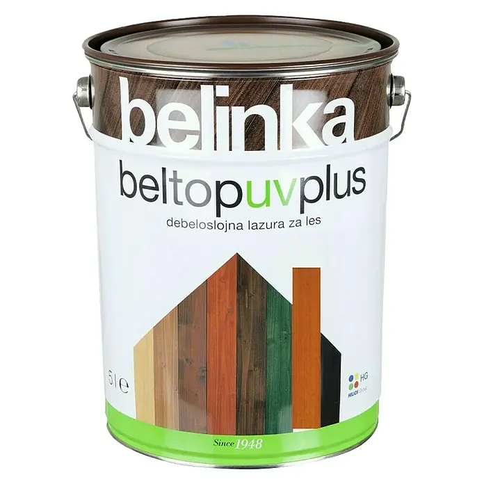 Lazura za zaštitu drva Belinka Beltop UV plus - Boja: Mahagonij, 5 l - Pogled sprijeda