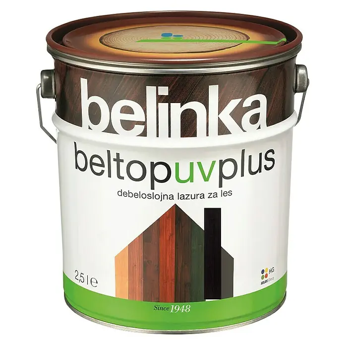 Lazura za zaštitu drva Belinka Beltop UV plus - Boja: Ebanovina, 2,5 l - Pogled sprijeda