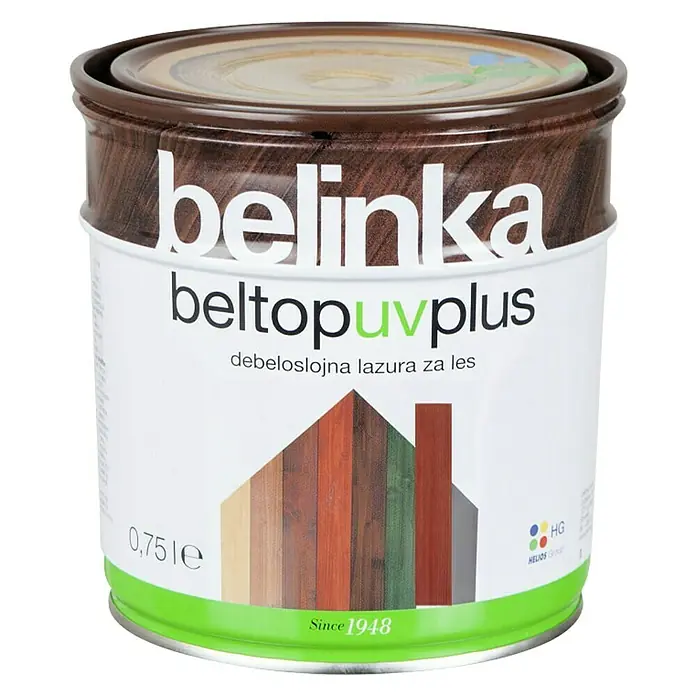 Lazura za zaštitu drva Belinka Beltop UV plus - Boja: Crvene boje, 750 ml - Pogled sprijeda