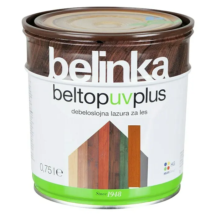 Lazura za zaštitu drva Belinka Beltop UV plus - Boja: Mahagonij, 750 ml - Pogled sprijeda