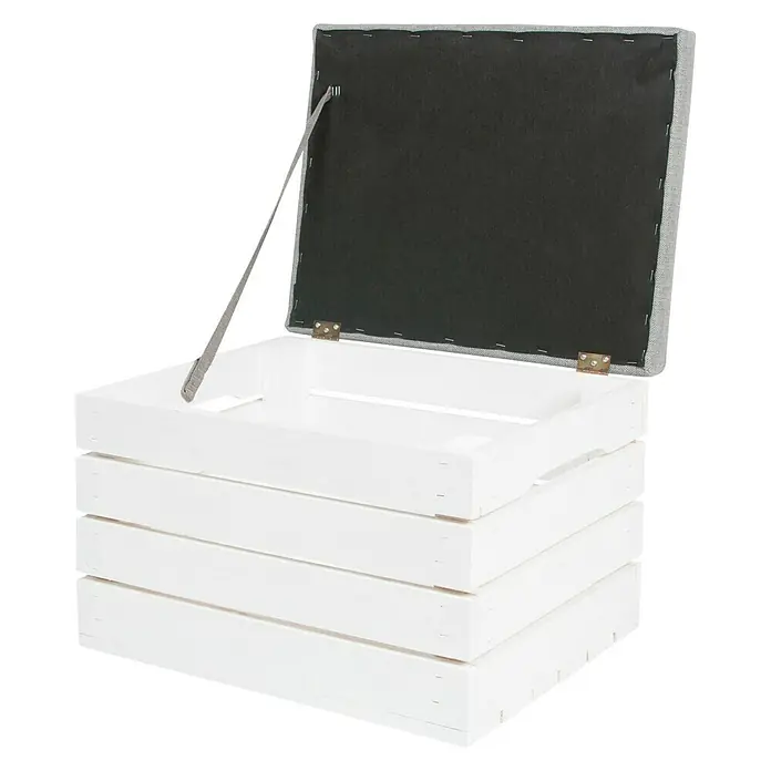 Multifunktionsbox - 50 x 40 x 35 cm, Weiß/Grau - Diagonale Ansicht