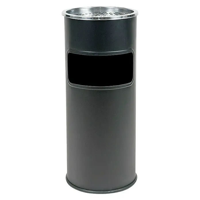Kanta za otpatke s pepeljarom - 17 l l, Ø x V: 25 cm x 60,5 mm, Crne boje - Pogled sprijeda