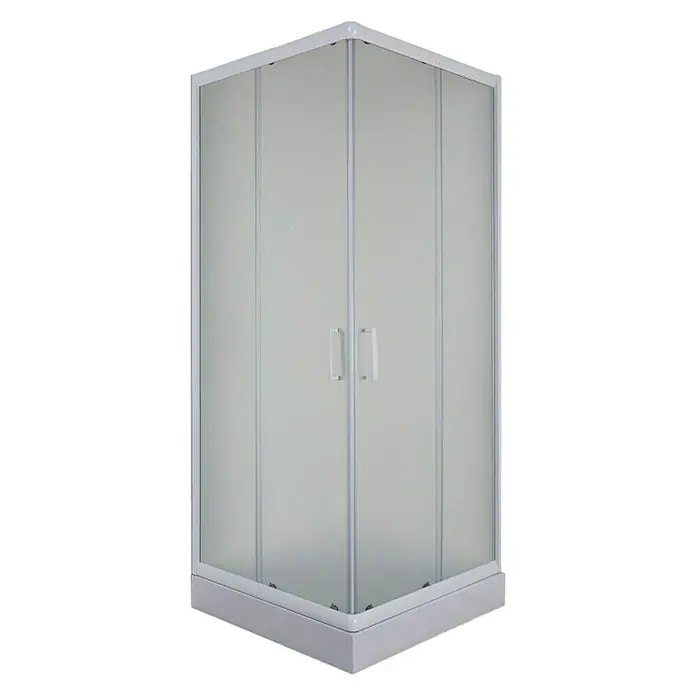 Sanotechnik Kutna tuš kabina Q Line Z800F - D x Š x V: 80 x 80 x 190 cm, Debljina: 5 mm, Bijele boje - Dijagonalni pogled