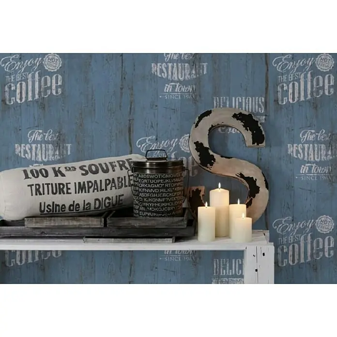 Papirnata tapeta Coffee - Plavo-bijele boje, 10,05 m x 53 cm - Živopisni prikaz