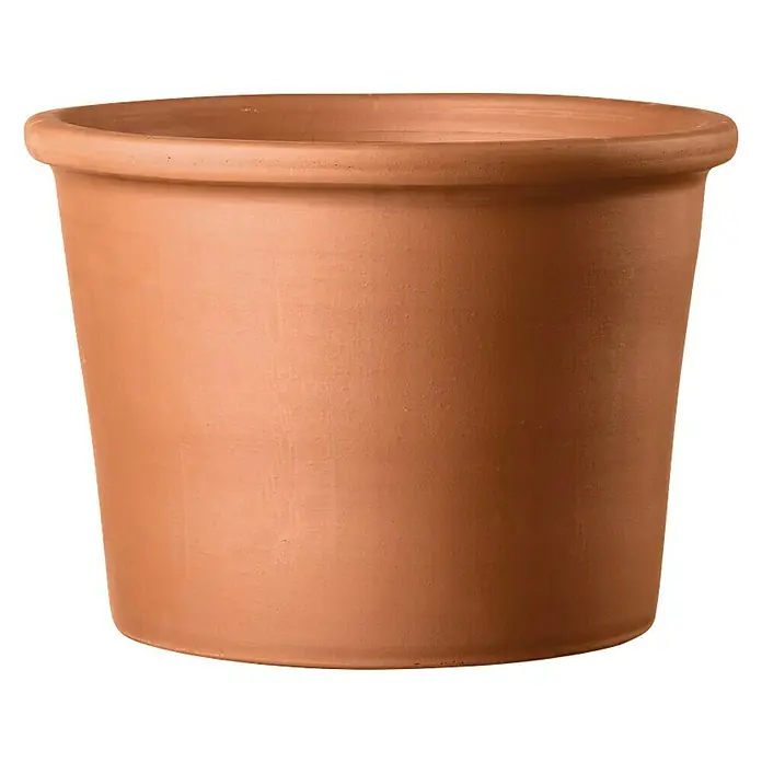 Maceta para planta Deroma - Dimensiones externas (Ø x Al): 43 x 32,2 cm, Materiales naturales, Rojo klinker - Vista frontal