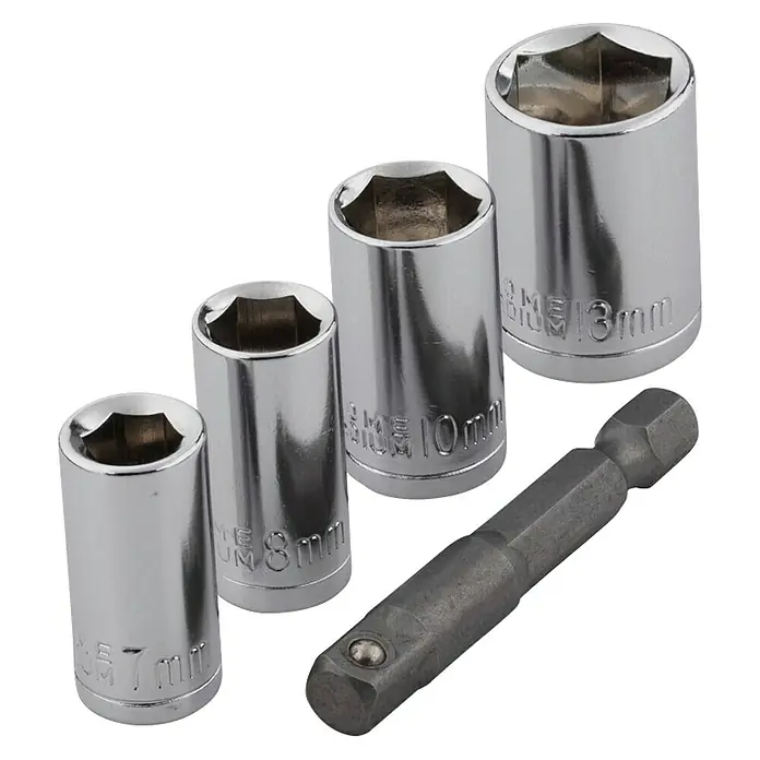 Wolfcraft Steckschlüssel-Set - 5 -tlg., ¼″ Sechskant - Diagonale Ansicht