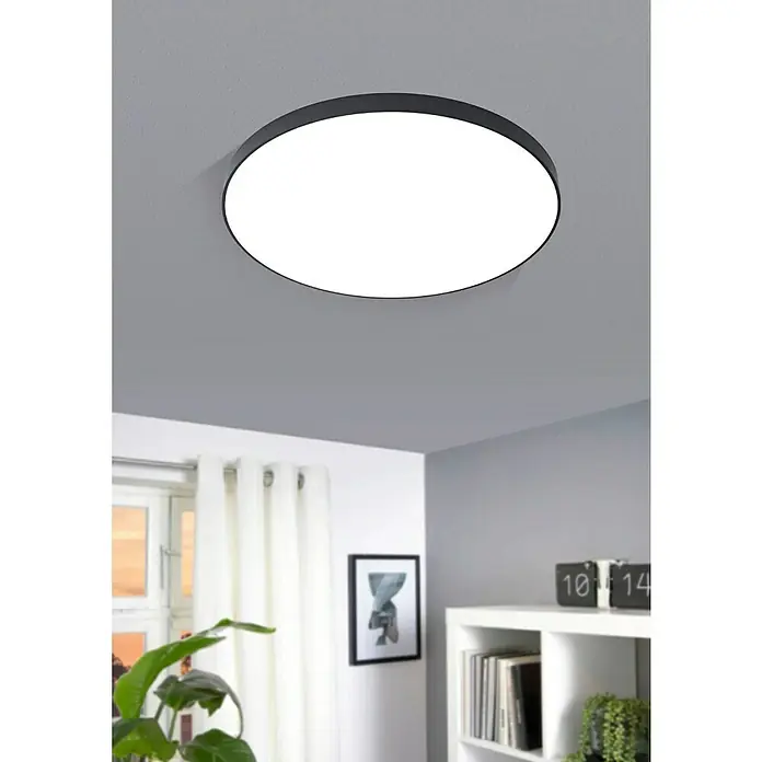 Eglo LED-Deckenleuchte rund Zubieta - 24 W, Ø x H: 450 x 55 mm, Schwarz/Weiß, Warmweiß - Stimmungsaufnahme