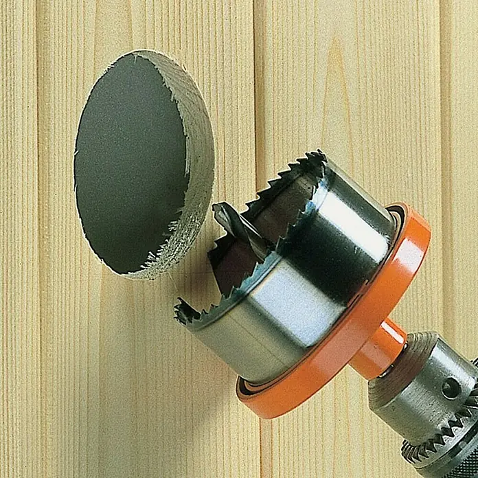 Wolfcraft Mehrkranzlochsäge - 5 -tlg., Arbeitsdurchmesser: 28 mm - 75 mm, Schnitttiefe: 40 mm - Anwendungsbeispiel