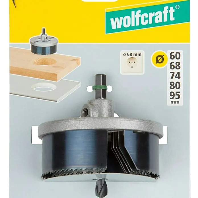 Wolfcraft Mehrkranzlochsäge - 5 -tlg., Arbeitsdurchmesser: 60 mm - 95 mm, Schnitttiefe: 33 mm - Ansicht von oben