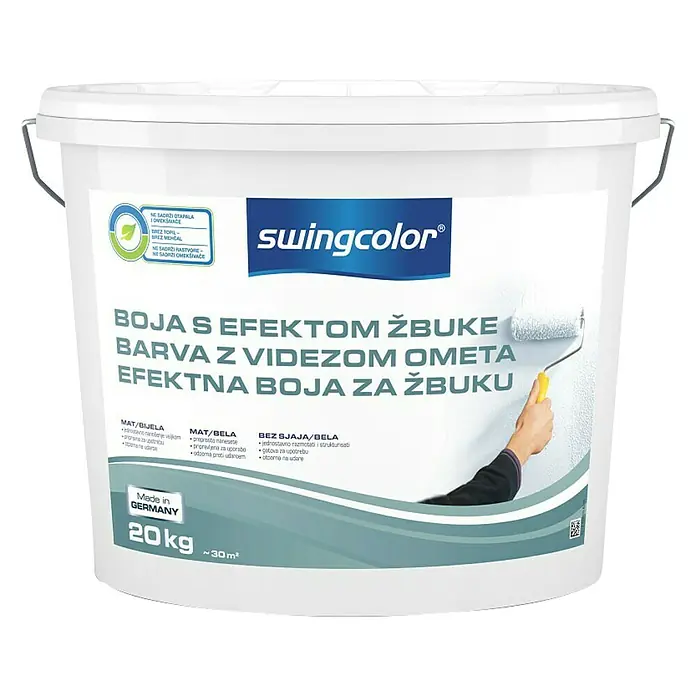 swingcolor Boja s efektom žbuke - Bijele boje, 20 kg - Pogled sprijeda