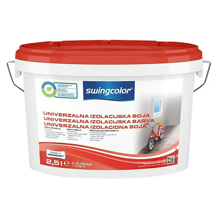 swingcolor Izolacijska boja i univerzalna temeljna boja - Bijele boje, 2,5 l, Mat - Pogled sprijeda