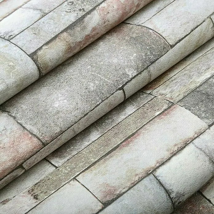 Flis tapeta Sandstone - Bež boje, Izgled kamena, 10 m x 52 cm - Detaljan prikaz
