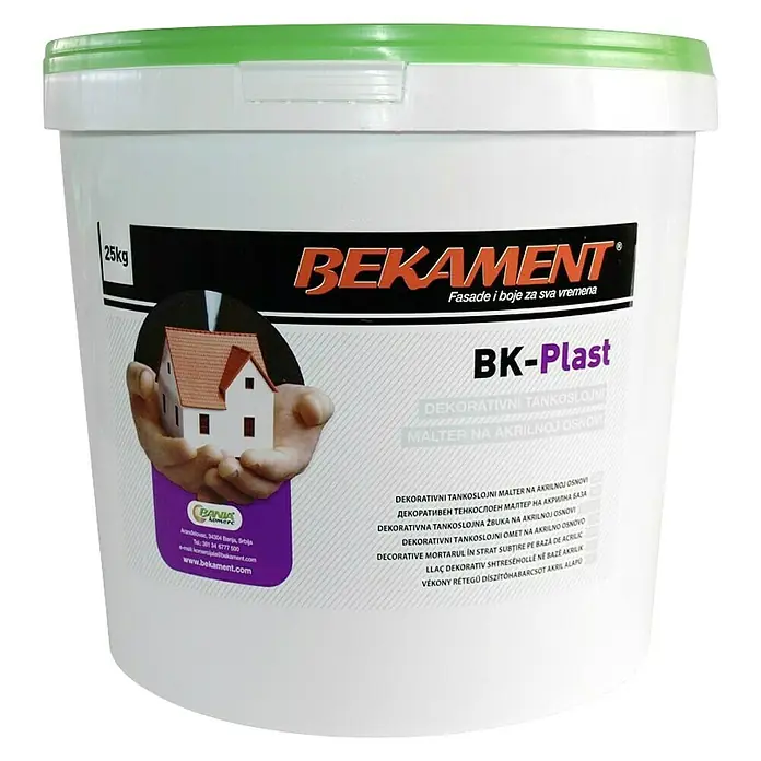 Bekament Završna dekorativna žbuka BK-Plast - 25 kg, Bijele boje - Pogled sprijeda