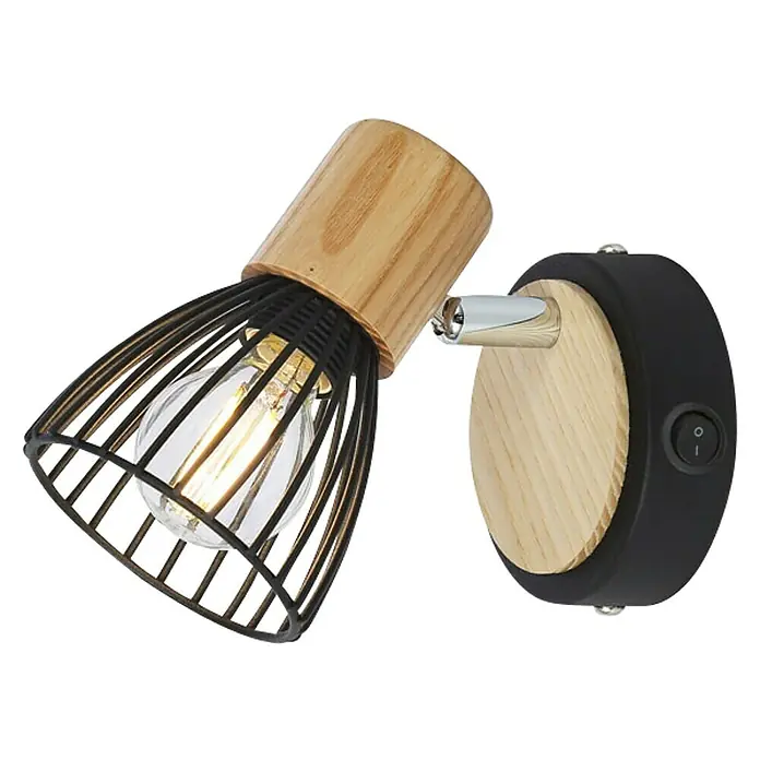 Ferotehna Zidna svjetiljka Black Wood 1 - 25 W, D x Š x V: 135 x 90 x 165 mm, Crne boje, E14 - Dijagonalni pogled