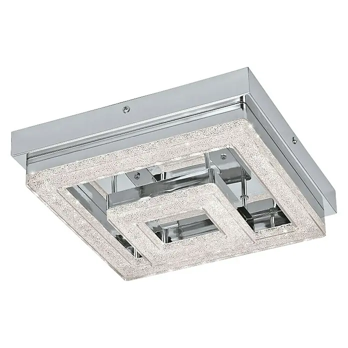 Eglo LED stropna svjetiljka - 12 W, D x Š x V: 26 x 26 x 8,5 cm, Krom, Topla bijela - Dijagonalni pogled